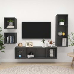 vidaXL Juego de muebles de salón 4 piezas madera de ingeniería gris