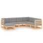 vidaXL Juego de muebles de jardín 7 pzas y cojines madera maciza pino vidaXL Juego de muebles de jardín 7 pzas y cojines madera maciza pino
