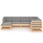 vidaXL Juego de muebles de jardín 7 pzas y cojines madera maciza pino vidaXL Juego de muebles de jardín 7 pzas y cojines madera maciza pino