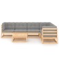 vidaXL Juego de muebles de jardín 7 pzas y cojines madera maciza pino vidaXL Juego de muebles de jardín 7 pzas y cojines madera maciza pino