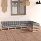 vidaXL Juego de muebles de jardín 7 pzas y cojines madera maciza pino vidaXL Juego de muebles de jardín 7 pzas y cojines madera maciza pino