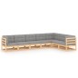 vidaXL Juego de muebles de jardín 7 pzas y cojines madera maciza pino vidaXL Juego de muebles de jardín 7 pzas y cojines madera maciza pino