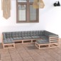 vidaXL Juego de muebles de jardín 9 pzas y cojines madera maciza pino vidaXL Juego de muebles de jardín 9 pzas y cojines madera maciza pino
