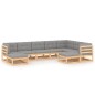 vidaXL Juego de muebles de jardín 9 pzas y cojines madera maciza pino vidaXL Juego de muebles de jardín 9 pzas y cojines madera maciza pino