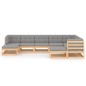 vidaXL Juego de muebles de jardín 9 pzas y cojines madera maciza pino vidaXL Juego de muebles de jardín 9 pzas y cojines madera maciza pino