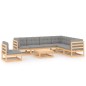vidaXL Muebles de jardín 8 pzas y cojines madera maciza pino vidaXL Muebles de jardín 8 pzas y cojines madera maciza pino