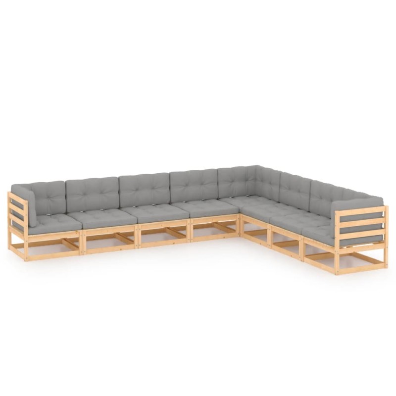 vidaXL Muebles de jardín 8 pzas y cojines madera maciza pino vidaXL Muebles de jardín 8 pzas y cojines madera maciza pino