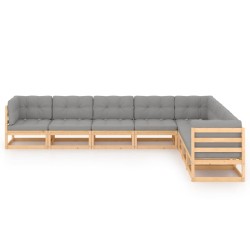 vidaXL Muebles de jardín 8 pzas y cojines madera maciza pino