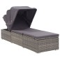 vidaXL Tumbona con toldo y cojín ratán sintético gris vidaXL Tumbona con toldo y cojín ratán sintético gris