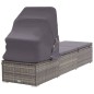 vidaXL Tumbona con toldo y cojín ratán sintético gris vidaXL Tumbona con toldo y cojín ratán sintético gris