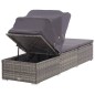 vidaXL Tumbona con toldo y cojín ratán sintético gris vidaXL Tumbona con toldo y cojín ratán sintético gris