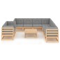 vidaXL Juego de muebles de jardín 10 pzas y cojines madera maciza pino vidaXL Juego de muebles de jardín 10 pzas y cojines madera maciza pino