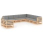 vidaXL Juego de muebles de jardín 10 pzas y cojines madera maciza pino vidaXL Juego de muebles de jardín 10 pzas y cojines madera maciza pino