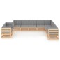 vidaXL Juego de muebles de jardín 10 pzas y cojines madera maciza pino vidaXL Juego de muebles de jardín 10 pzas y cojines madera maciza pino