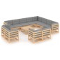 vidaXL Juego de muebles de jardín 13 pzas y cojines madera maciza pino vidaXL Juego de muebles de jardín 13 pzas y cojines madera maciza pino