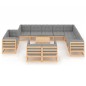 vidaXL Juego de muebles de jardín 13 pzas y cojines madera maciza pino vidaXL Juego de muebles de jardín 13 pzas y cojines madera maciza pino