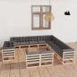 vidaXL Juego de muebles de jardín 13 pzas y cojines madera maciza pino vidaXL Juego de muebles de jardín 13 pzas y cojines madera maciza pino