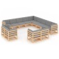 vidaXL Juego de muebles de jardín 13 pzas y cojines madera maciza pino vidaXL Juego de muebles de jardín 13 pzas y cojines madera maciza pino