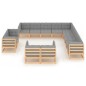 vidaXL Juego de muebles de jardín 13 pzas y cojines madera maciza pino vidaXL Juego de muebles de jardín 13 pzas y cojines madera maciza pino