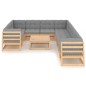 vidaXL Juego de muebles de jardín 11 pzas y cojines madera maciza pino vidaXL Juego de muebles de jardín 11 pzas y cojines madera maciza pino