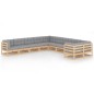 vidaXL Juego de muebles de jardín 10 pzas y cojines madera maciza pino vidaXL Juego de muebles de jardín 10 pzas y cojines madera maciza pino