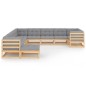 vidaXL Juego de muebles de jardín 11 pzas y cojines madera maciza pino vidaXL Juego de muebles de jardín 11 pzas y cojines madera maciza pino