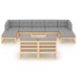 vidaXL Juego de muebles de jardín 10 pzas y cojines madera maciza pino vidaXL Juego de muebles de jardín 10 pzas y cojines madera maciza pino