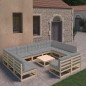 vidaXL Juego de muebles de jardín 12 pzas y cojines madera maciza pino
