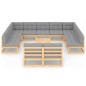 vidaXL Juego de muebles de jardín 12 pzas y cojines madera maciza pino