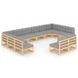 vidaXL Juego de muebles de jardín 12 pzas y cojines madera maciza pino