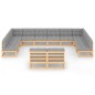 vidaXL Juego de muebles de jardín 12 pzas y cojines madera maciza pino