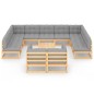 vidaXL Juego de muebles de jardín 12 pzas y cojines madera maciza pino vidaXL Juego de muebles de jardín 12 pzas y cojines madera maciza pino