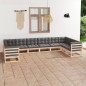 vidaXL Juego de muebles de jardín 10 pzas y cojines madera maciza pino vidaXL Juego de muebles de jardín 10 pzas y cojines madera maciza pino