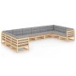 vidaXL Juego de muebles de jardín 10 pzas y cojines madera maciza pino vidaXL Juego de muebles de jardín 10 pzas y cojines madera maciza pino