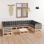 vidaXL Juego de muebles de jardín 10 pzas y cojines madera maciza pino vidaXL Juego de muebles de jardín 10 pzas y cojines madera maciza pino