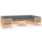 vidaXL Juego de muebles de jardín 10 pzas y cojines madera maciza pino vidaXL Juego de muebles de jardín 10 pzas y cojines madera maciza pino