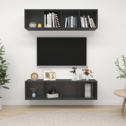 vidaXL Muebles de salón de pared 2 uds madera ingeniería gris