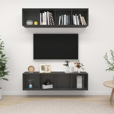 vidaXL Muebles de salón de pared 2 uds madera ingeniería gris