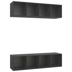 vidaXL Muebles de salón de pared 2 uds madera ingeniería gris