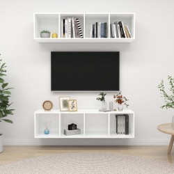 vidaXL Muebles de salón de pared 2 uds madera ingeniería blanco