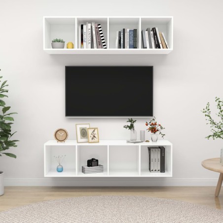vidaXL Muebles de salón de pared 2 uds madera ingeniería blanco