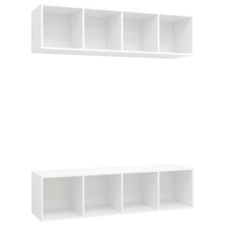 vidaXL Muebles de salón de pared 2 uds madera ingeniería blanco