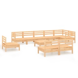 vidaXL Juego de muebles de jardín 10 piezas madera maciza de pino