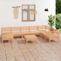 vidaXL Juego de muebles de jardín 9 piezas madera maciza de pino