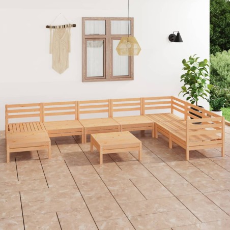 vidaXL Juego de muebles de jardín 9 piezas madera maciza de pino