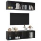 vidaXL Muebles de salón de pared 2 uds madera ingeniería negro brillo