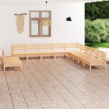 vidaXL Juego de muebles de jardín 11 piezas madera maciza de pino