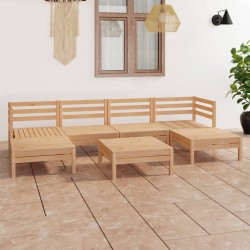 vidaXL Juego de muebles de jardín 7 piezas madera maciza de pino