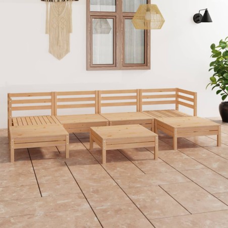 vidaXL Juego de muebles de jardín 7 piezas madera maciza de pino