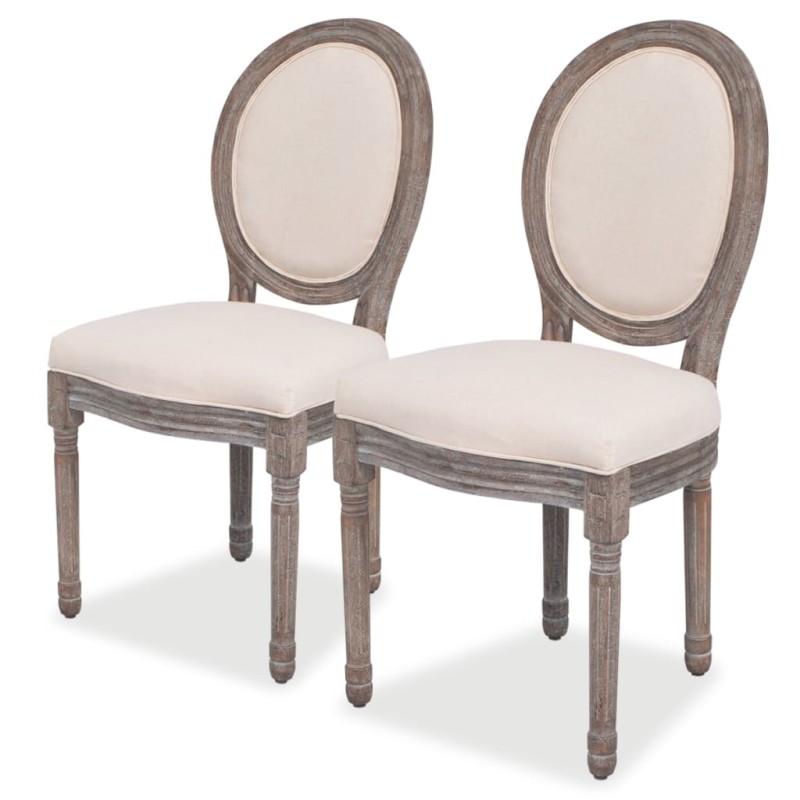 vidaXL Sillas de comedor 2 unidades tela color crema vidaXL Sillas de comedor 2 unidades tela color crema